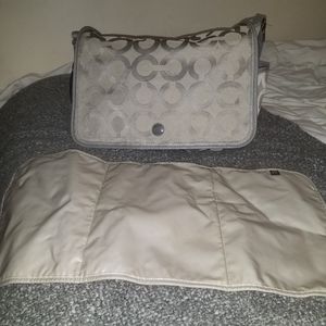 Large Silver Authenic Coach Diaper Bag Like New